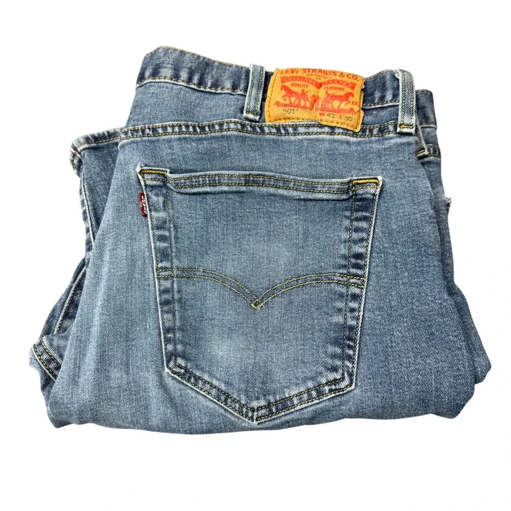 Levi's‎ 501 Jeans Mens 42x30 (41x29 ACTUAL) Button Fly Original Fit Blue Denim